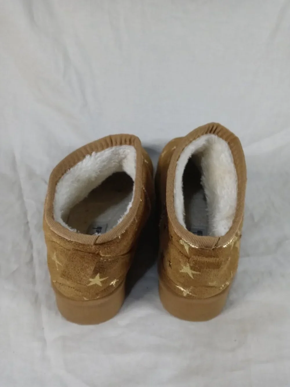 Shein Girls Brown Star Print Winter Kids Boots Size 3 in Good Cond